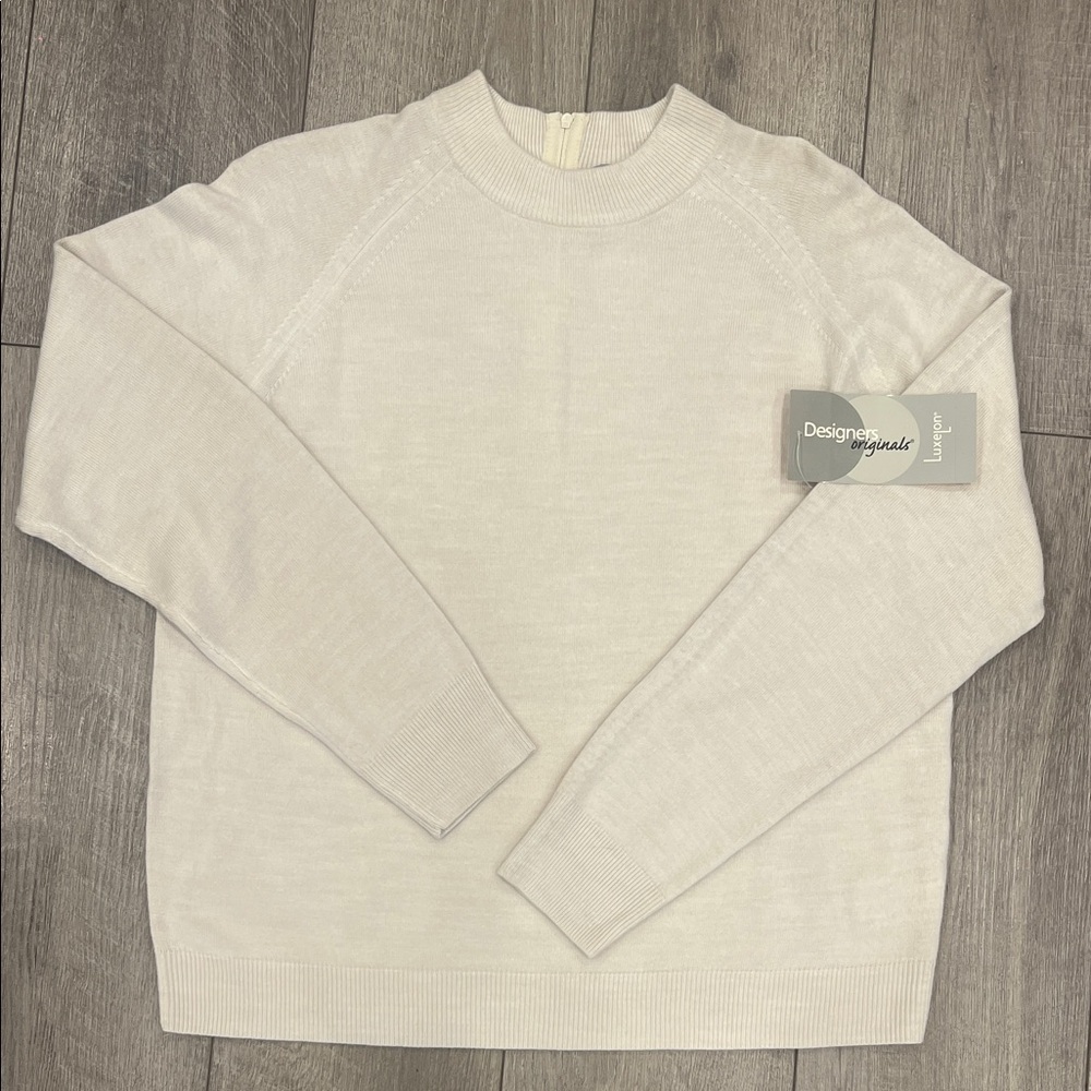 Designers Originals 1/4 Zip Sweater Women’s Light Cream Crewneck Sweater Large